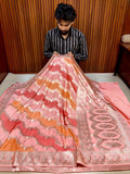 Royal Peach Pink Dual Tone Mashroo Katan Silk Banarasi Saree