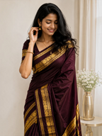 Royal Maroon Banarasi Katan Semi Silk Saree