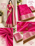 Elegant Rani Pink Banarasi Tissue Ghungroo Saree with Attached Blouse Work