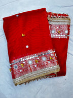 Premium Banarasi Tissue Ghungroo Saree with Mirror & Lace Work