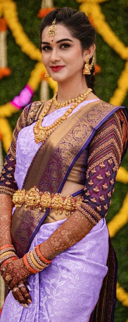 Exclusive Lavender Katan Tissue Banarasi Saree – Premium Silk Shine