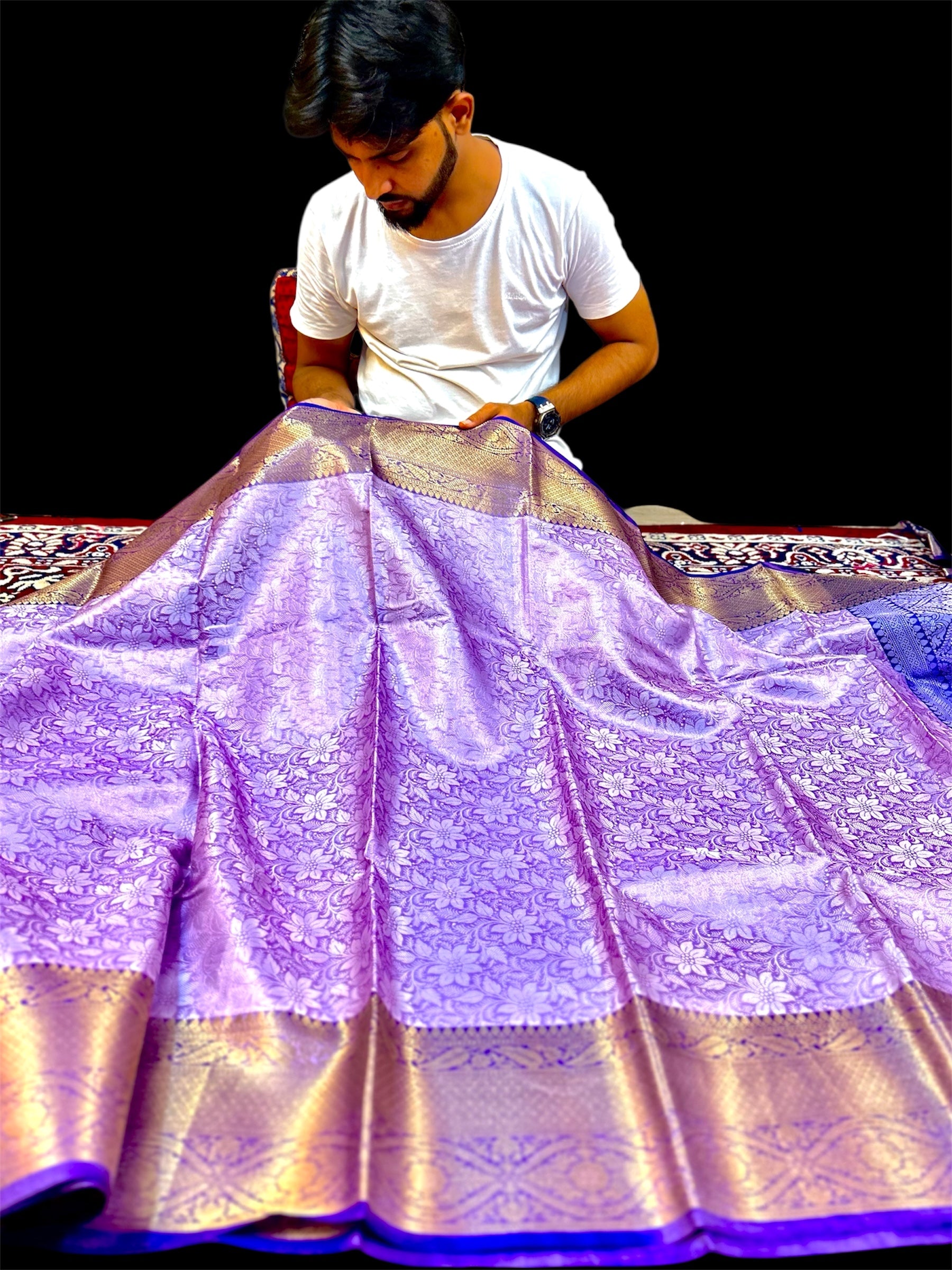 Exclusive Lavender Katan Tissue Banarasi Saree – Premium Silk Shine