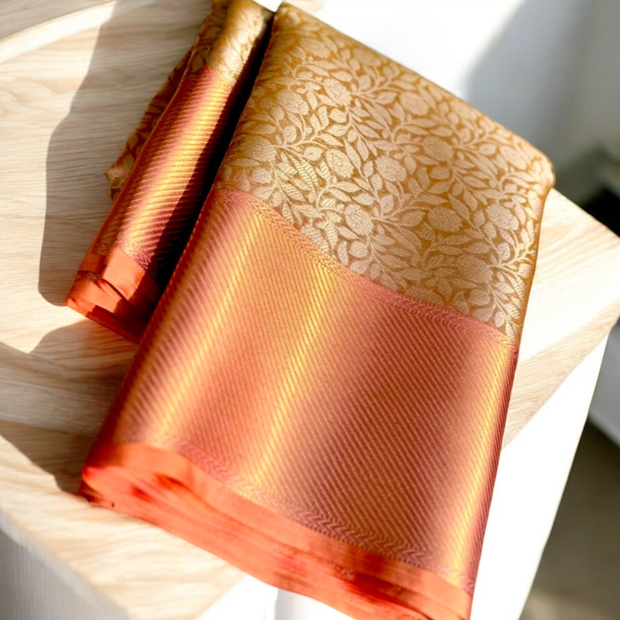 Embossed Tissue Semi Silk Saree