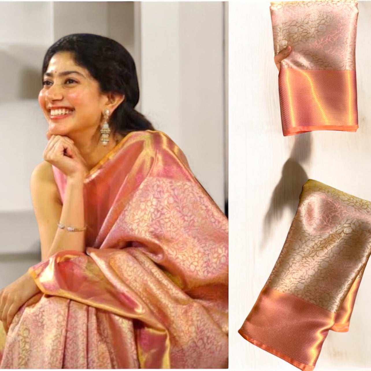 Embossed Tissue Semi Silk Saree