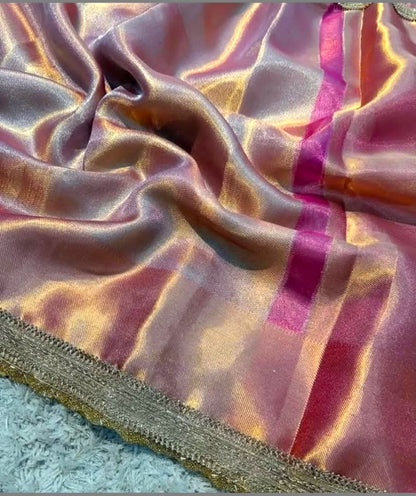 Jyotika Inspired Tissue Semi Silk Saree With Attache Lace Work
