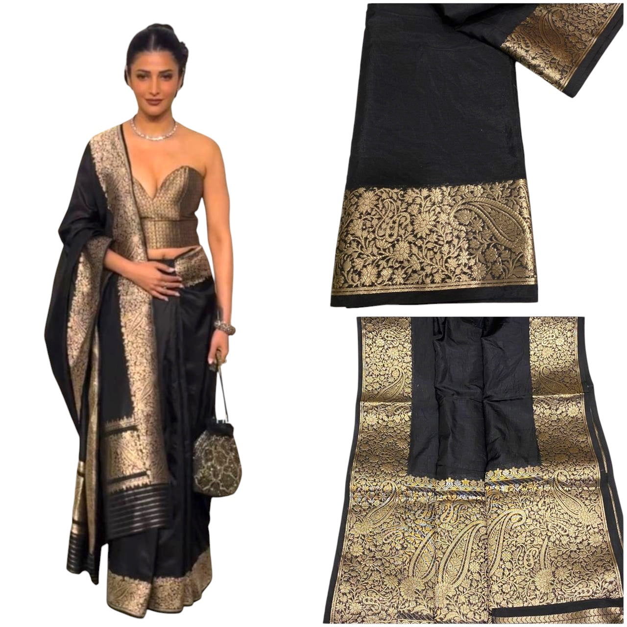 Celebrity-inspired warm-toned semi-silk saree