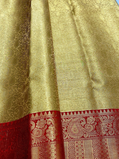 Graceful Kanjivaram Tissue Semi-Silk Saree in Rani Pink with Gold, Brocade Pallu & Blouse"