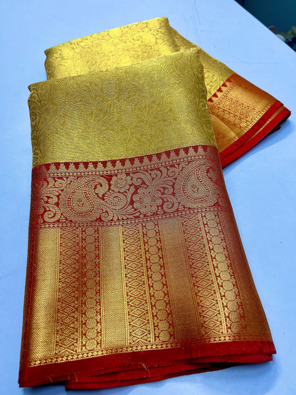 Graceful Kanjivaram Tissue Semi-Silk Saree in Rani Pink with Gold, Brocade Pallu & Blouse"