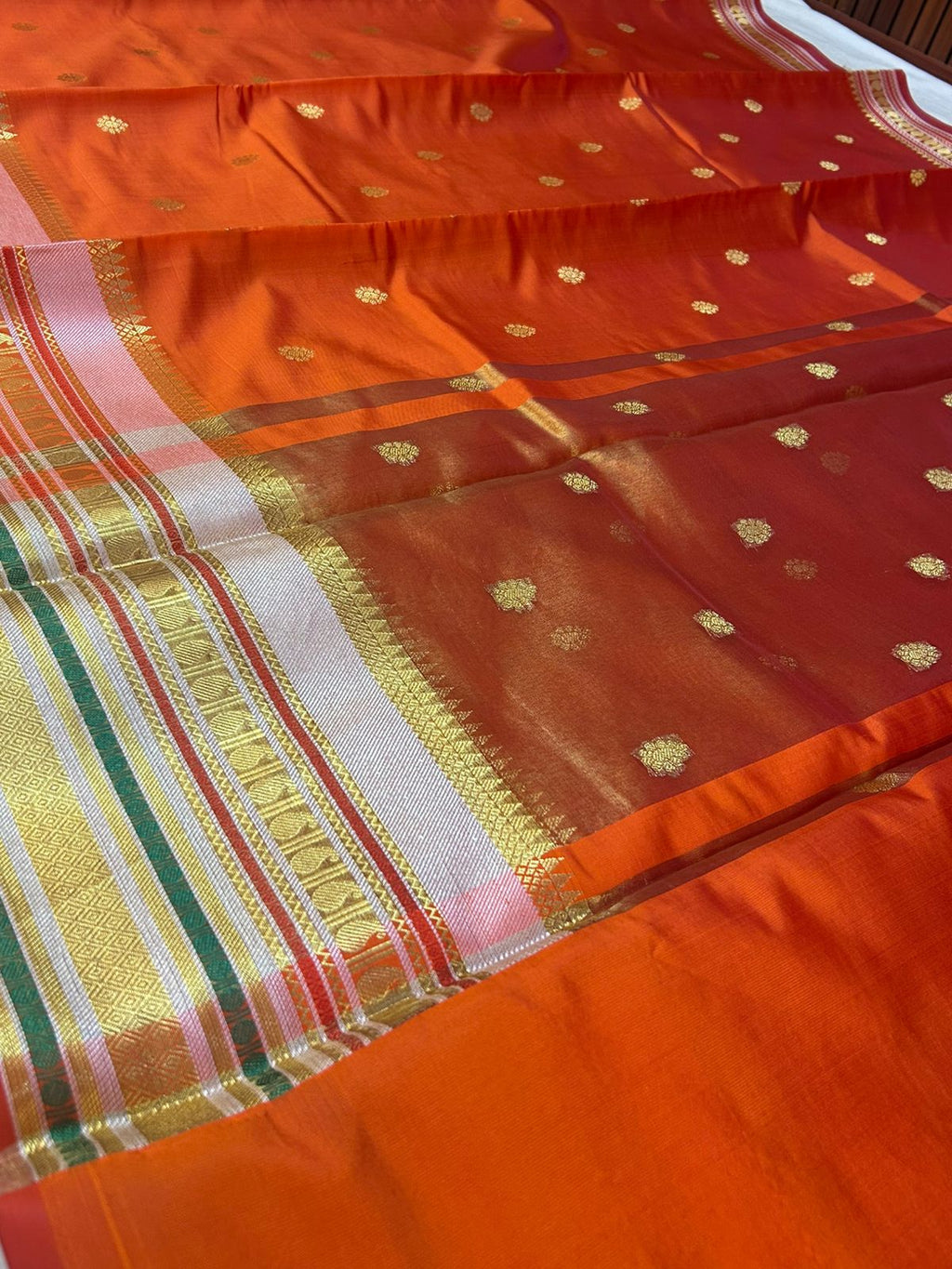 Orange Banarasi Katan Silk Saree