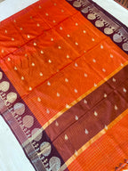 Premium Orange Banarasi Katan Silk Saree