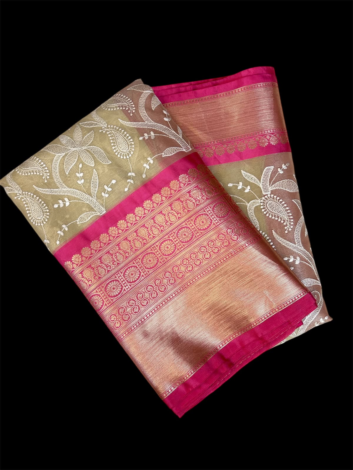 Premium Banarasi Tissue Saree with Fancy Embroidery