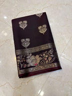 Coffee Banarasi Katan Semi-Silk Saree