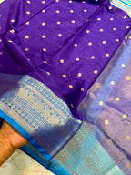 Royal Purple Banarasi Katan Silk Saree with Silver Zari Border