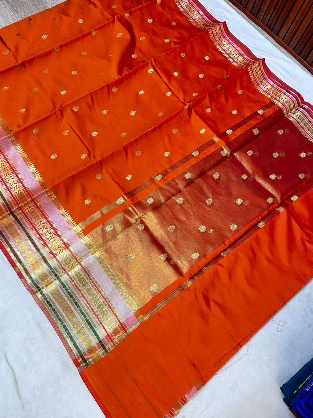 Orange Banarasi Katan Silk Saree