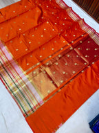 Orange Banarasi Katan Silk Saree