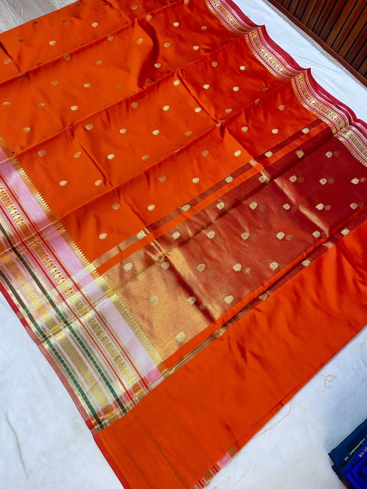 Orange Banarasi Katan Silk Saree