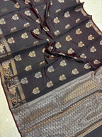 Coffee Banarasi Katan Semi-Silk Saree