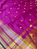 Royal Rani Pink Banarasi Katan Silk Saree with Rich Zari Buti & Contrast Gold Pallu
