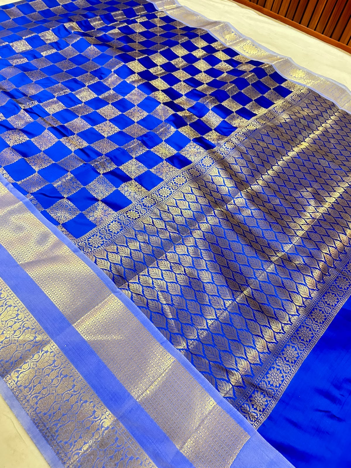 THE ROYAL COBALT BLUE BANARASI KATAN SILK SAREE