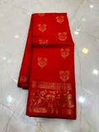Elegant Red Banarasi Katan Saree with Rich Zari Border