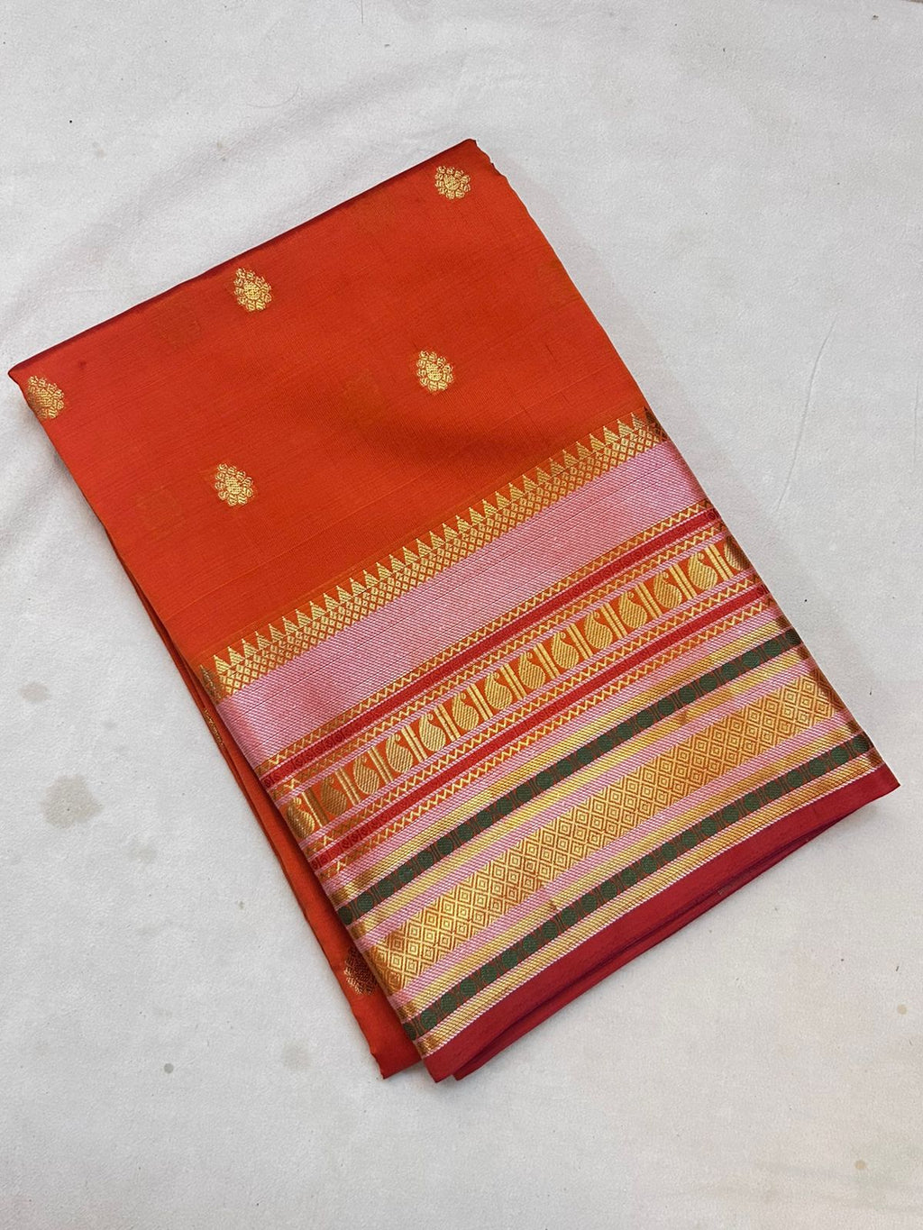 Orange Banarasi Katan Silk Saree