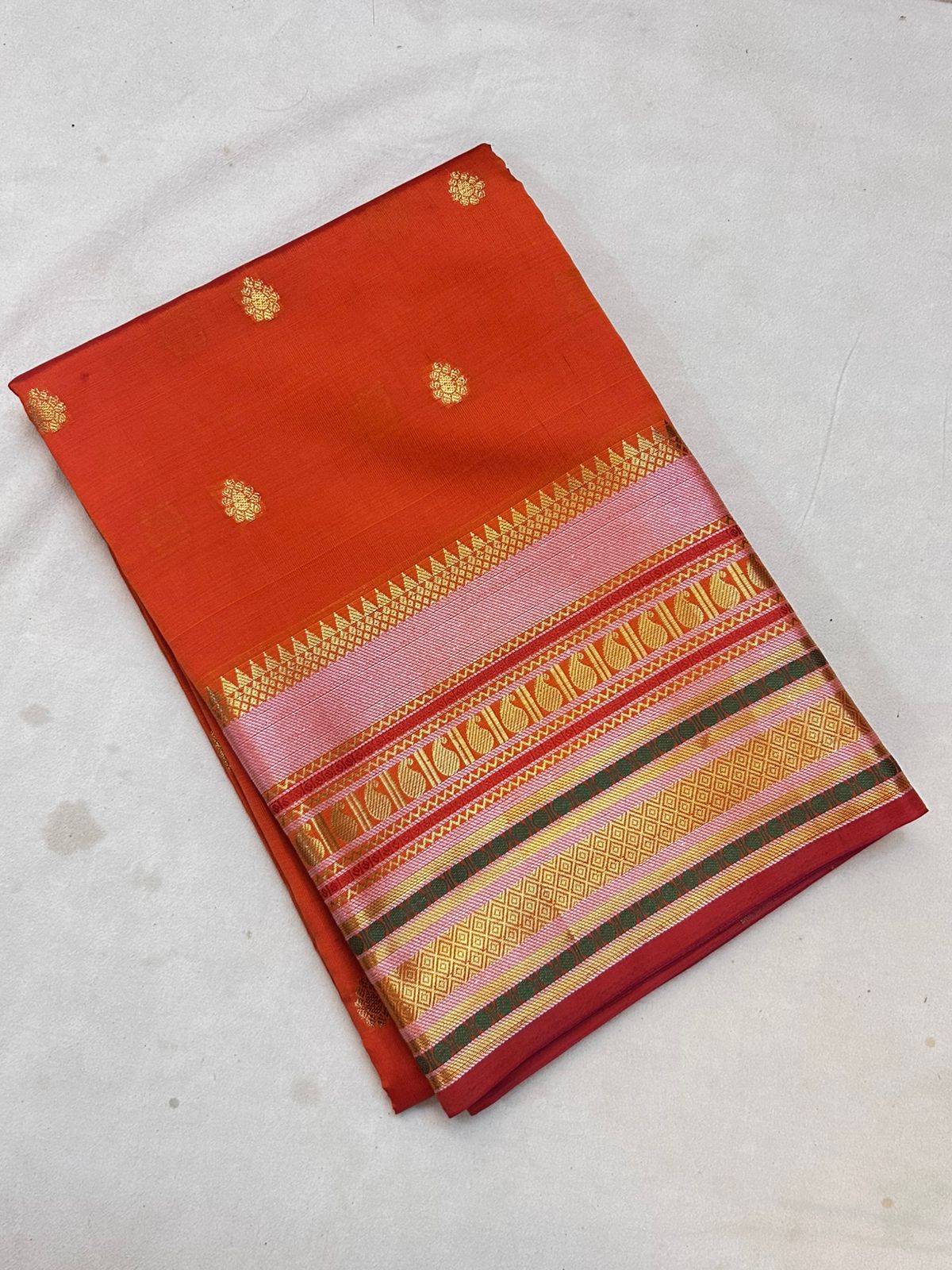 Orange Banarasi Katan Silk Saree