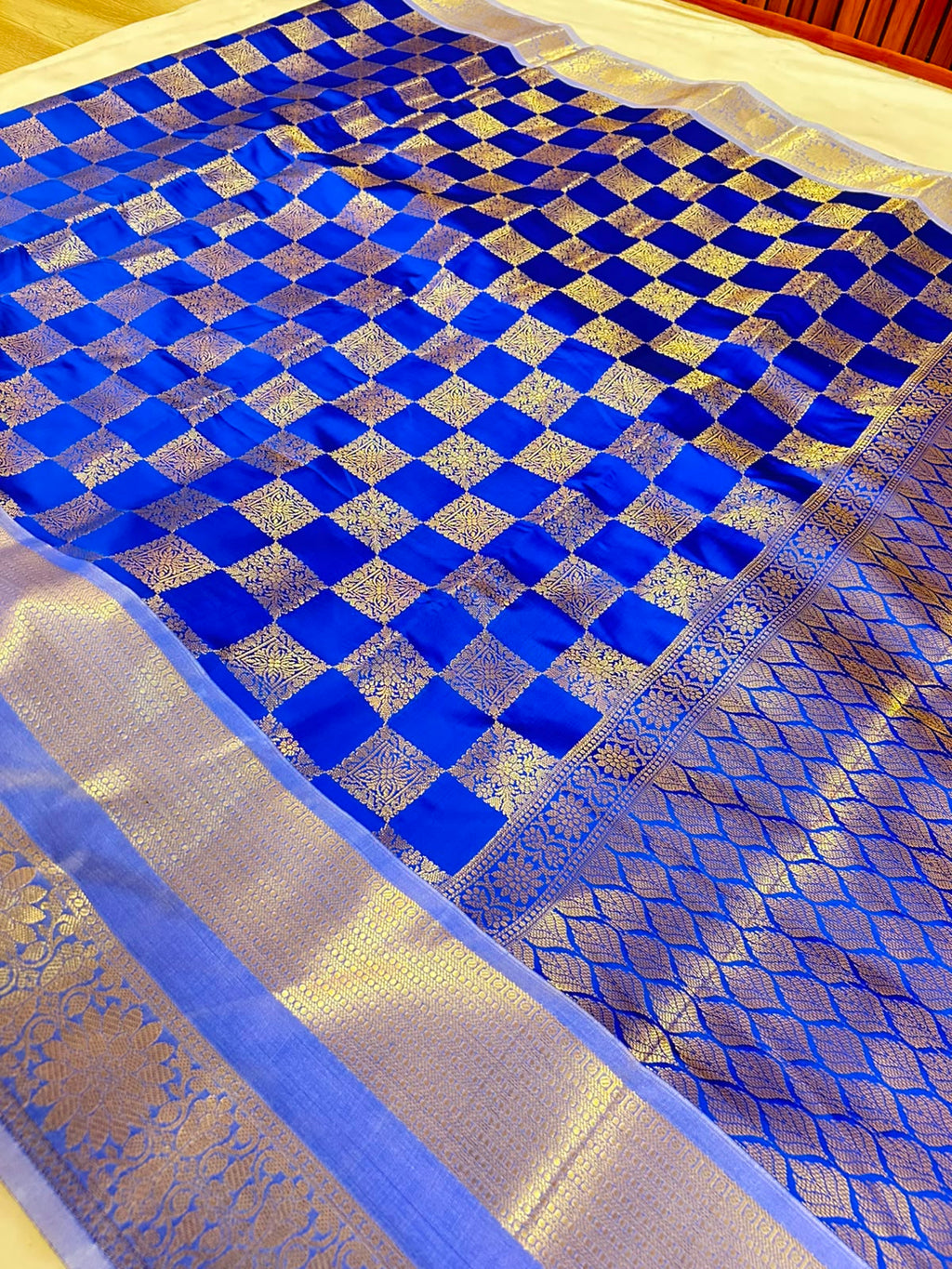 THE ROYAL COBALT BLUE BANARASI KATAN SILK SAREE
