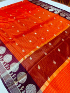 Premium Orange Banarasi Katan Silk Saree