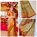 Royal Gold Banarasi Katan Tissue Saree with Copper Zari Border & Rich Woven Pallu