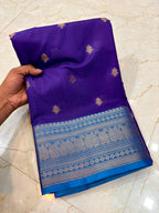 Royal Purple Banarasi Katan Silk Saree with Silver Zari Border