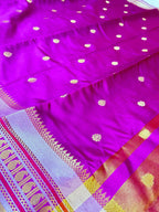 Royal Rani Pink Banarasi Katan Silk Saree with Rich Zari Buti & Contrast Gold Pallu