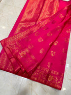 Elegant Rani Pink Banarasi Katan Saree with Rich Zari Border