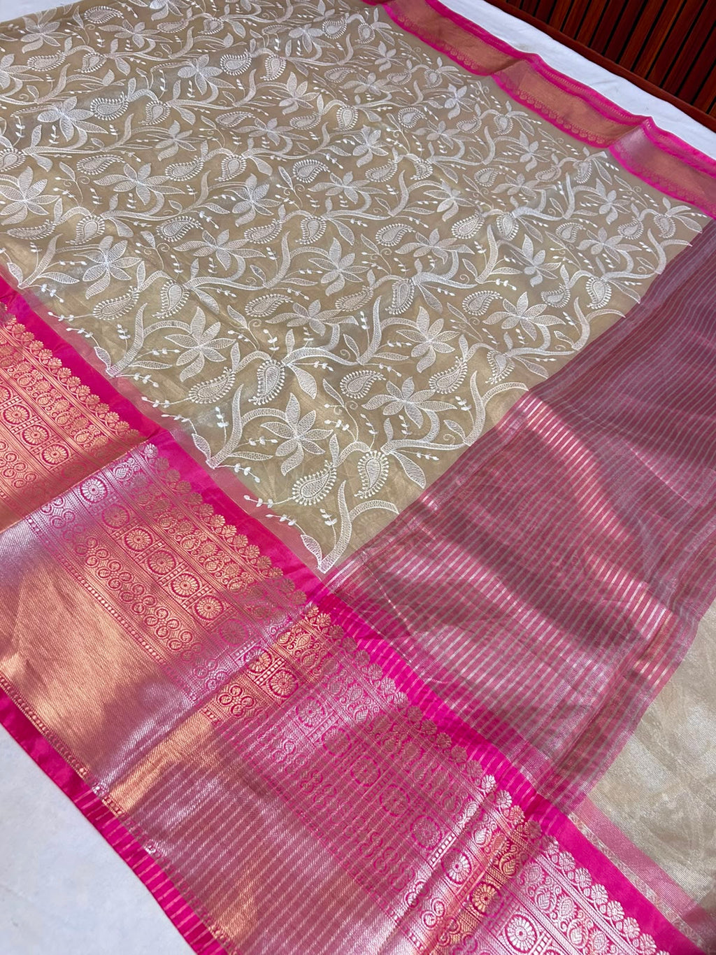 Premium Banarasi Tissue Saree with Fancy Embroidery