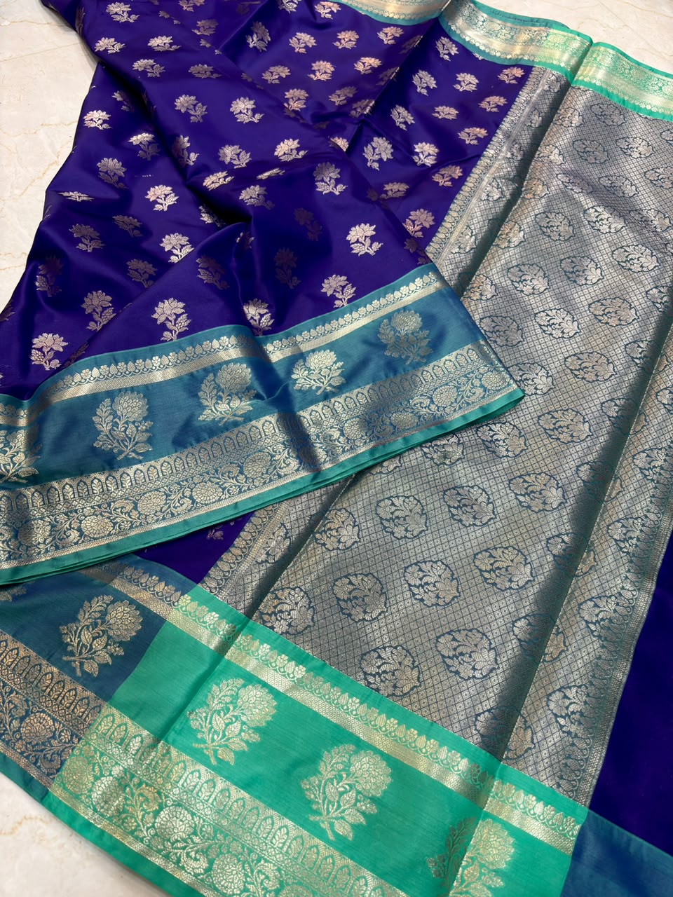 Elegant Royal Blue Banarasi Katan Silk Saree