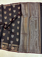 Coffee Banarasi Katan Semi-Silk Saree