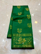 Elegant Emerald Green Banarasi Katan Saree with Rich Zari Border