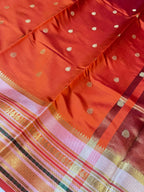 Orange Banarasi Katan Silk Saree