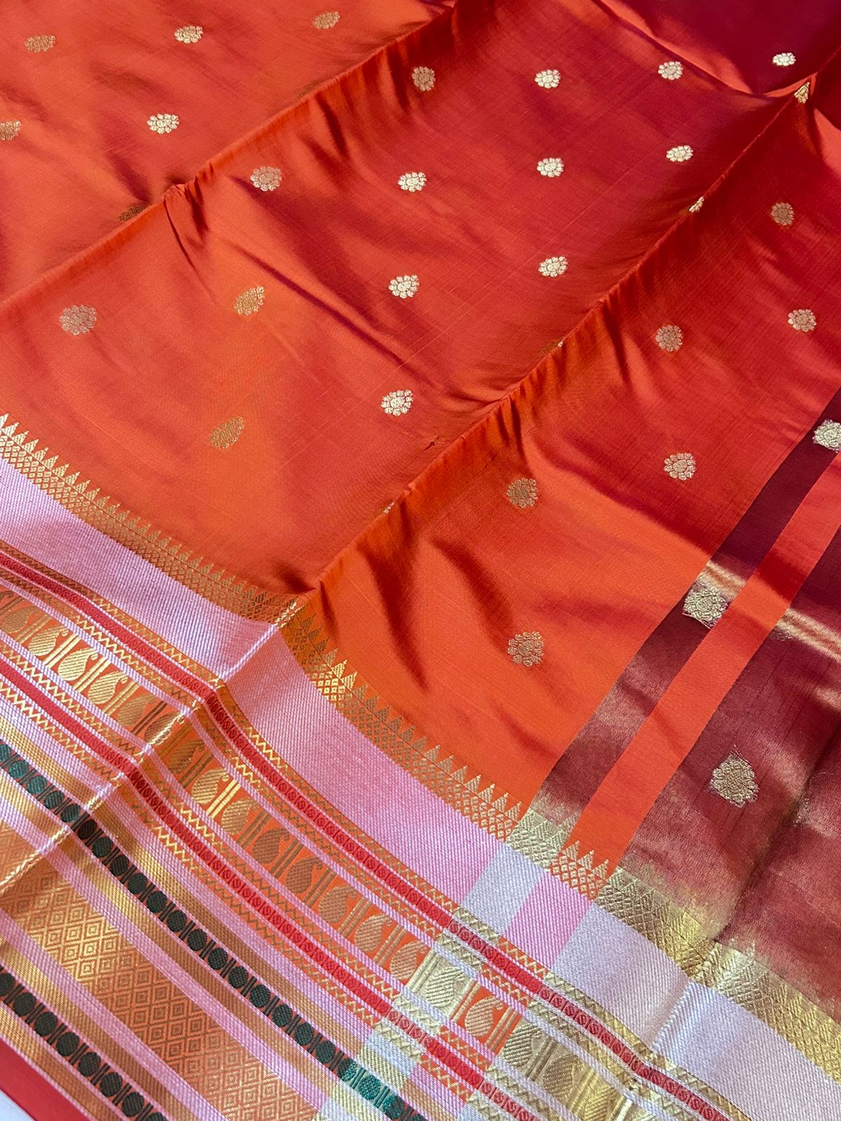 Orange Banarasi Katan Silk Saree