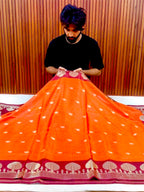 Premium Orange Banarasi Katan Silk Saree