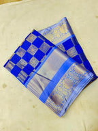 THE ROYAL COBALT BLUE BANARASI KATAN SILK SAREE