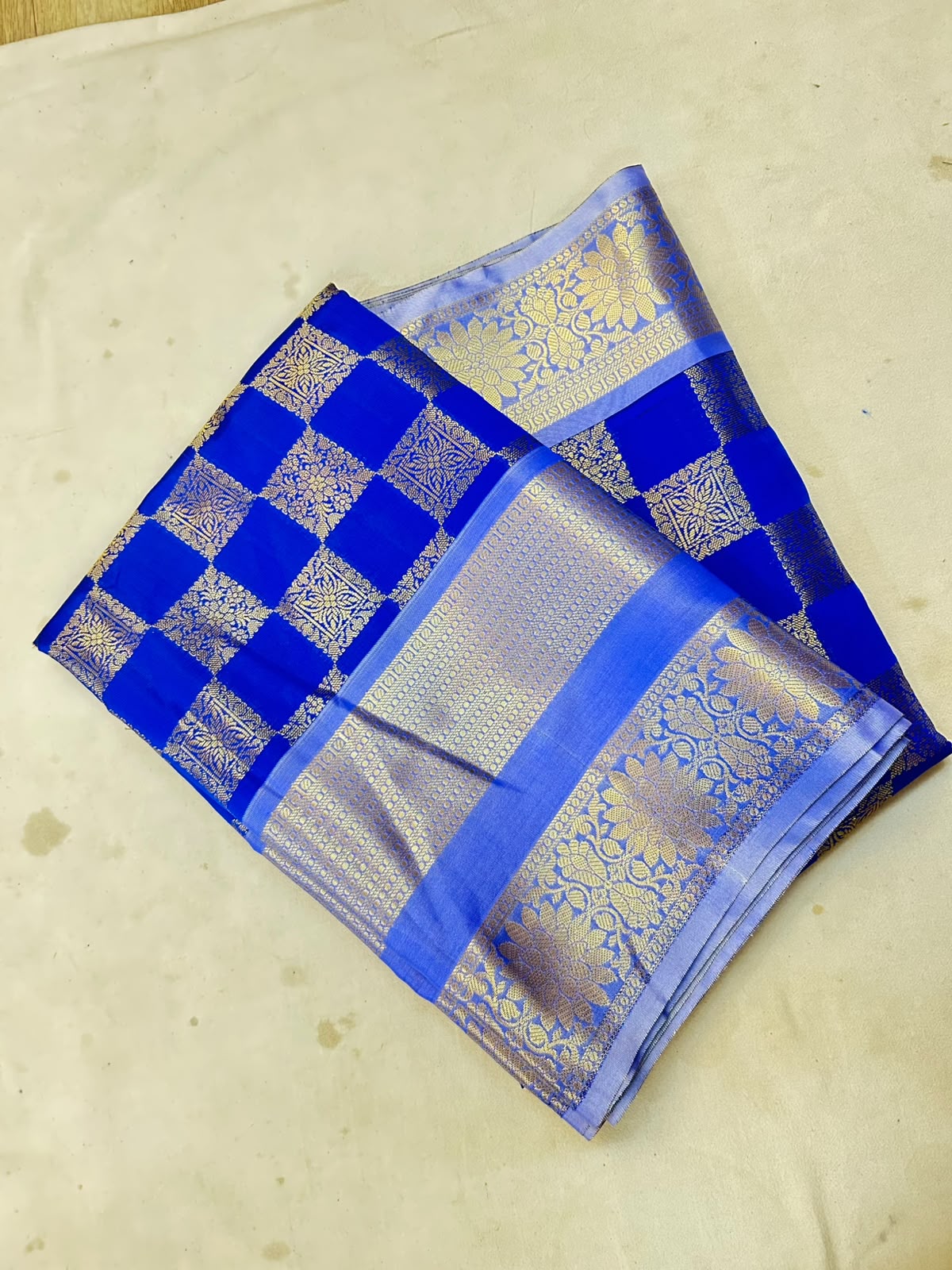 THE ROYAL COBALT BLUE BANARASI KATAN SILK SAREE