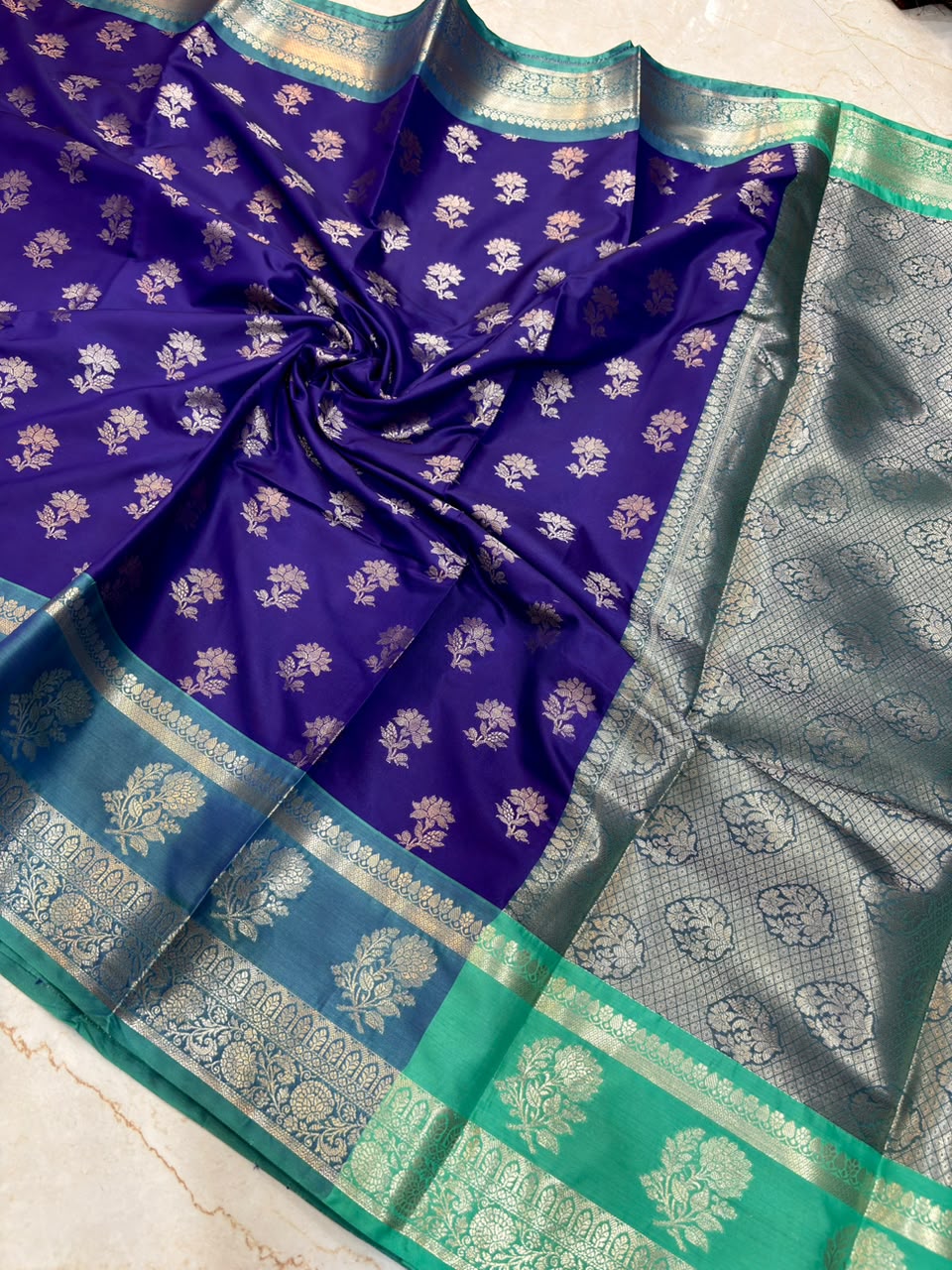 Elegant Royal Blue Banarasi Katan Silk Saree