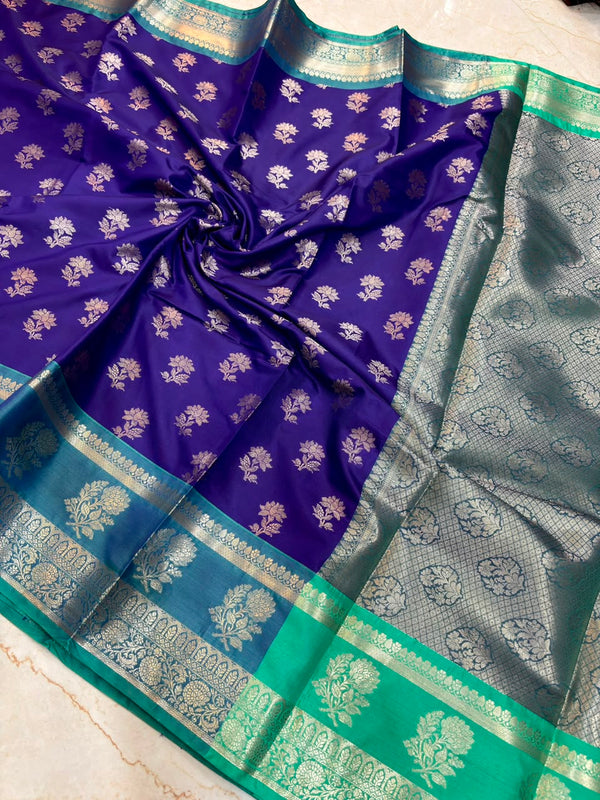 Elegant Royal Blue Banarasi Katan Silk Saree