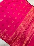Elegant Rani Pink Banarasi Katan Saree with Rich Zari Border