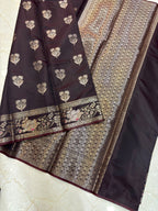 Coffee Banarasi Katan Semi-Silk Saree