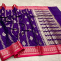 Royal Purple & Rani Pink Banarasi Semi Cotton Silk Saree | Traditional Woven Party Wear Saree