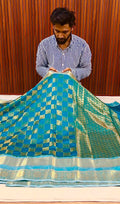 THE ROYAL PEACOCK BLUE BANARASI KATAN SILK SAREE