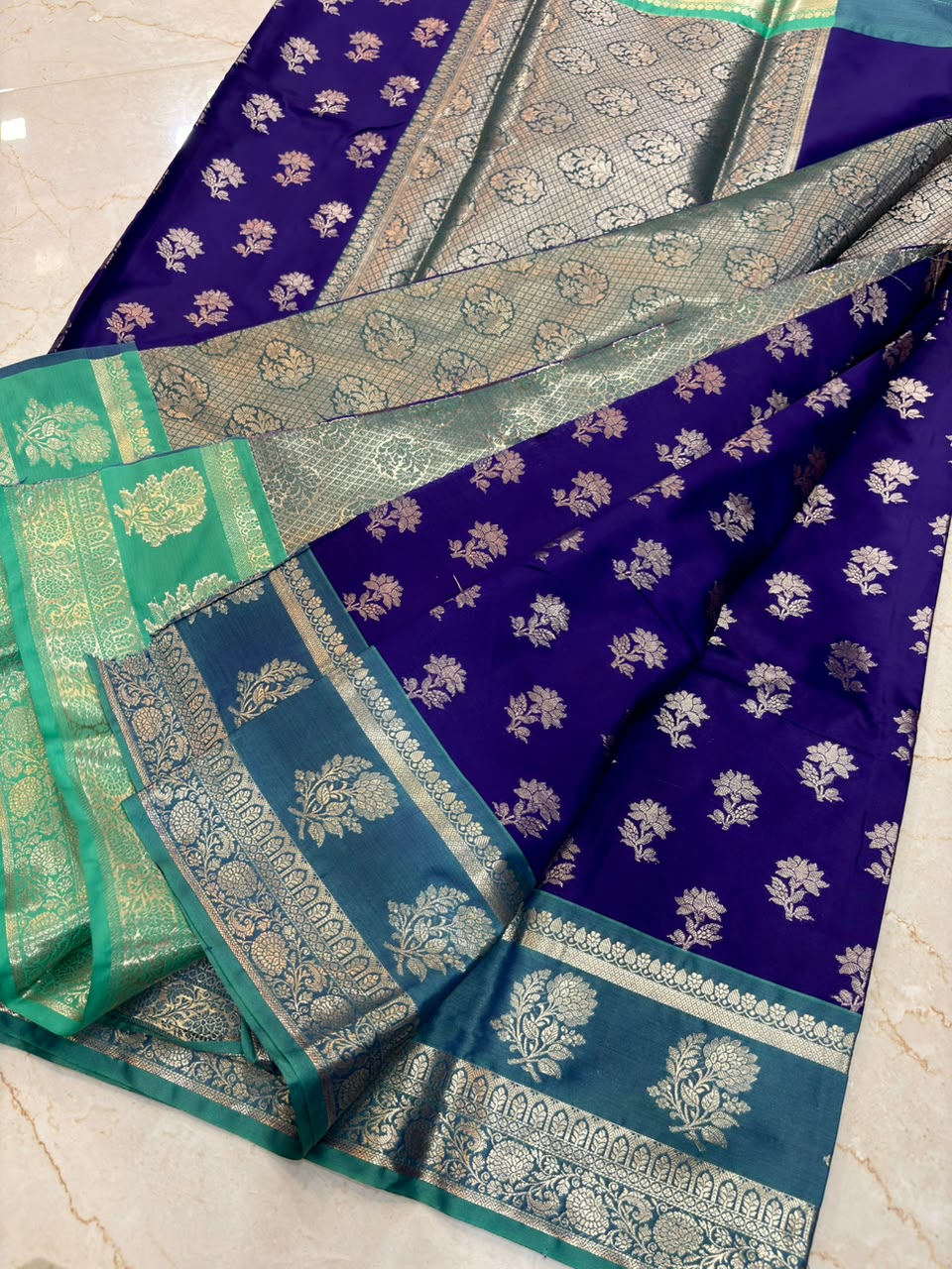 Elegant Royal Blue Banarasi Katan Silk Saree