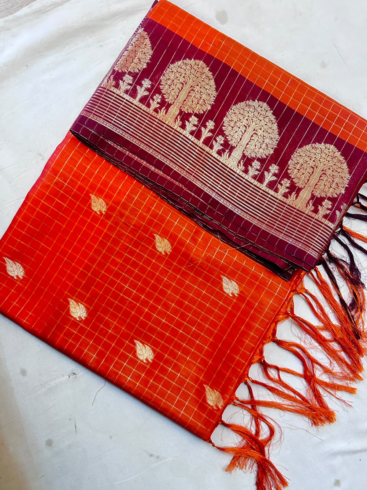 Premium Orange Banarasi Katan Silk Saree