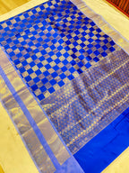 THE ROYAL COBALT BLUE BANARASI KATAN SILK SAREE